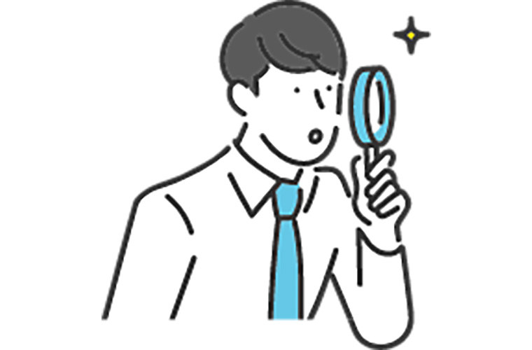 虫眼鏡を持っている男性のイラスト